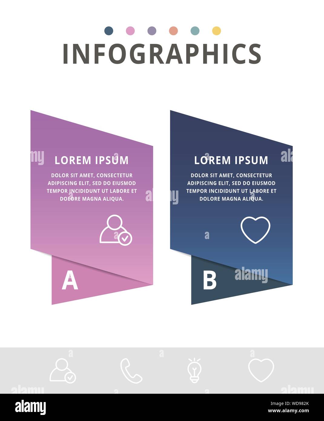 Vector infographic flat template figure for two labels, diagram, graph ...