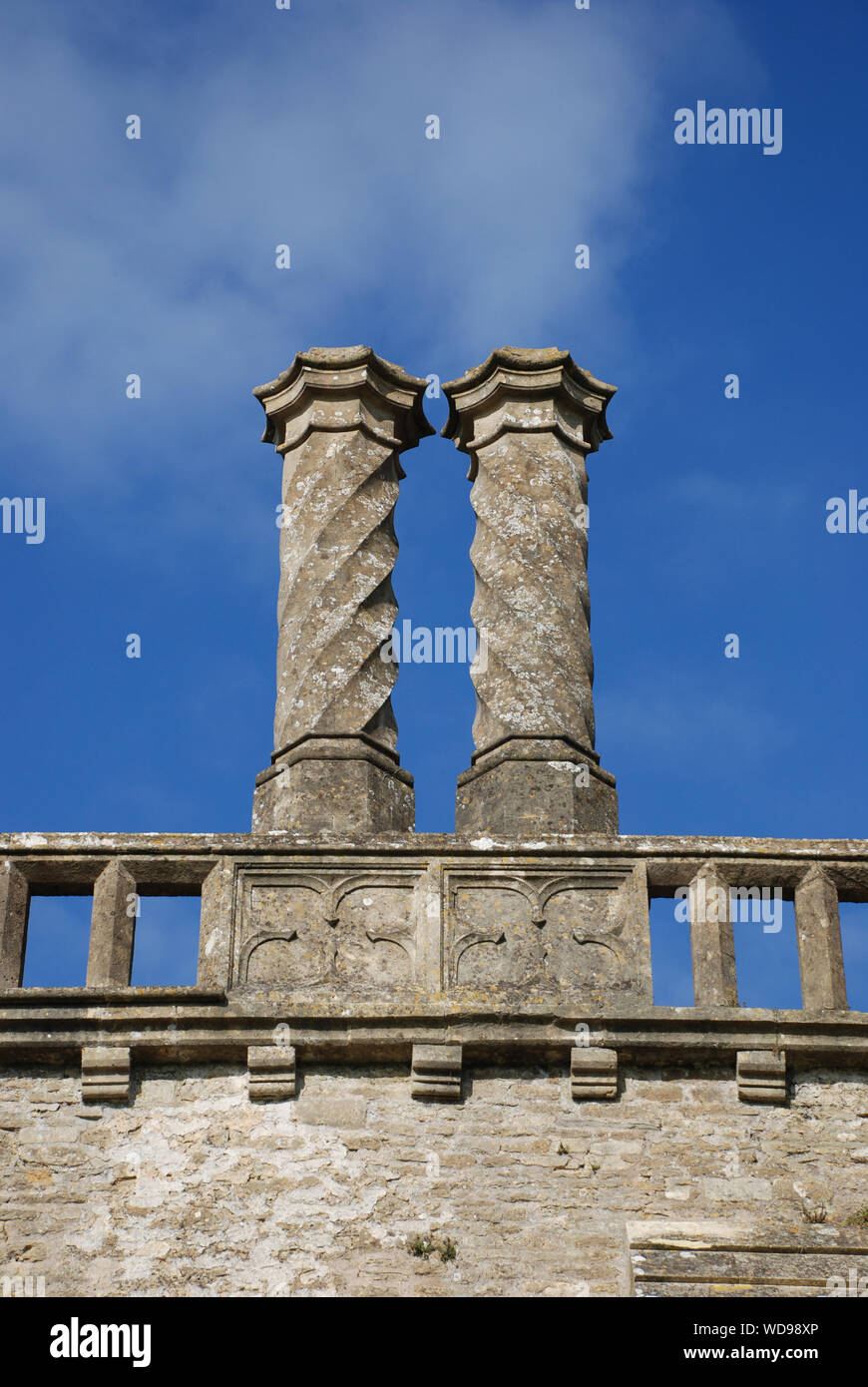 Laycock Abbey chimneys Stock Photo