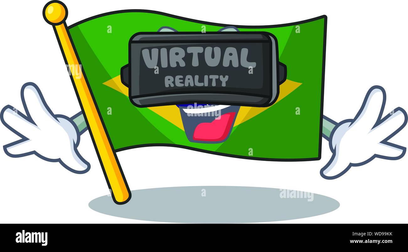 Virtual reality brazil flag hoisted on character pole Stock Vector ...