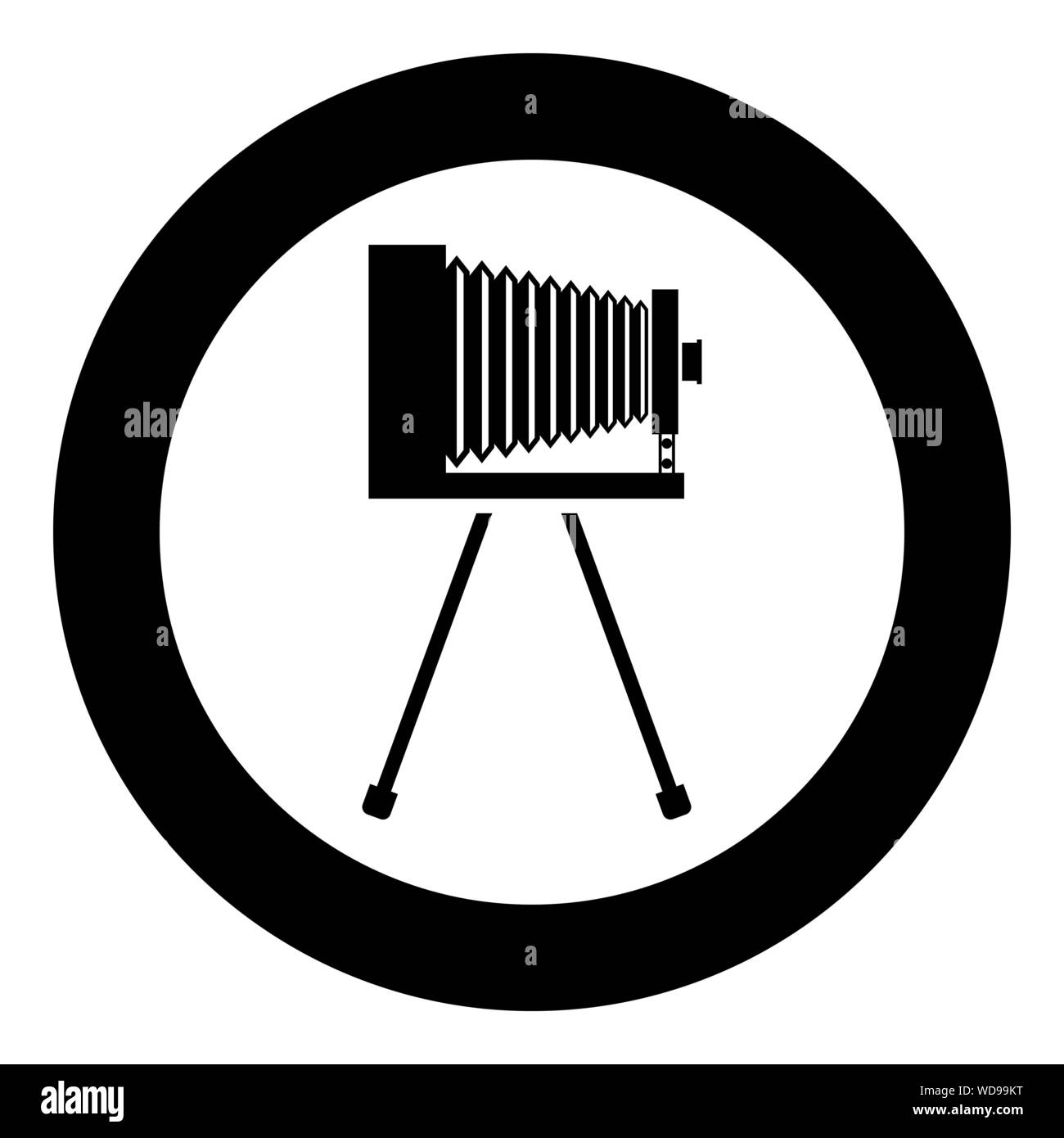 Retro Camera On Tripod Vintage Analog Film Camera Old Photo Camera Icon In Circle Round Black Color Vector Illustration Flat Style Simple Image Stock Vector Image Art Alamy