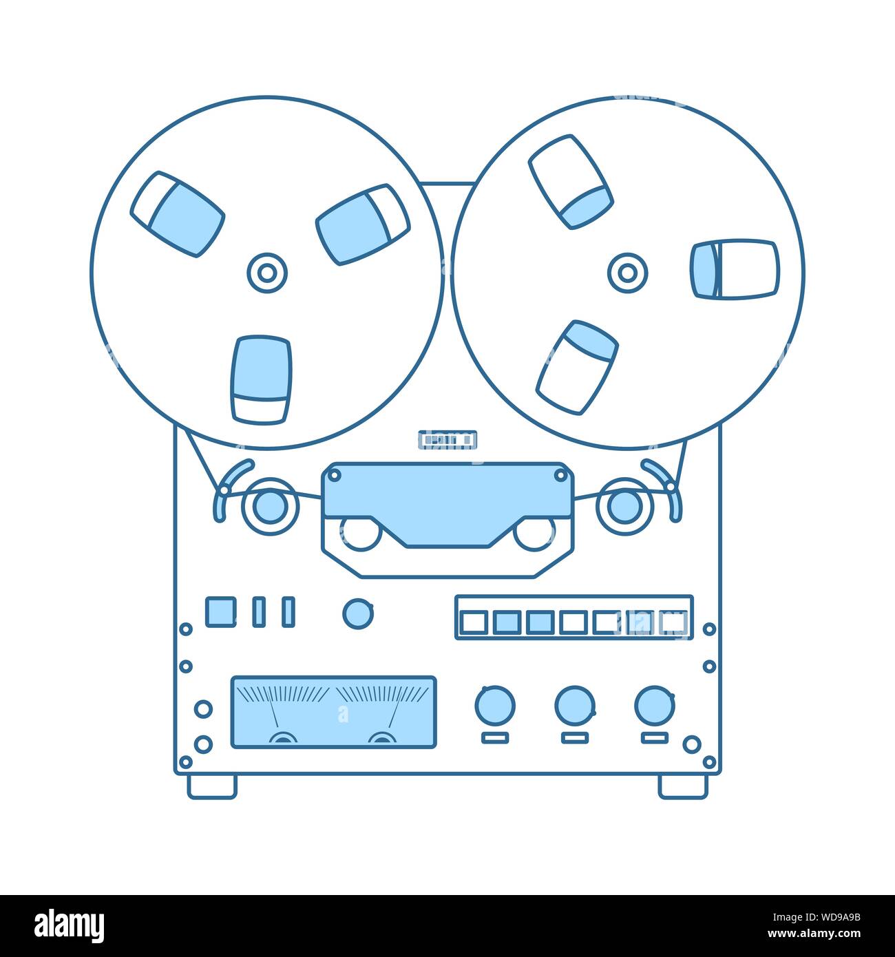 Reel Tape Recorder Icon. Thin Line With Blue Fill Design. Vector ...
