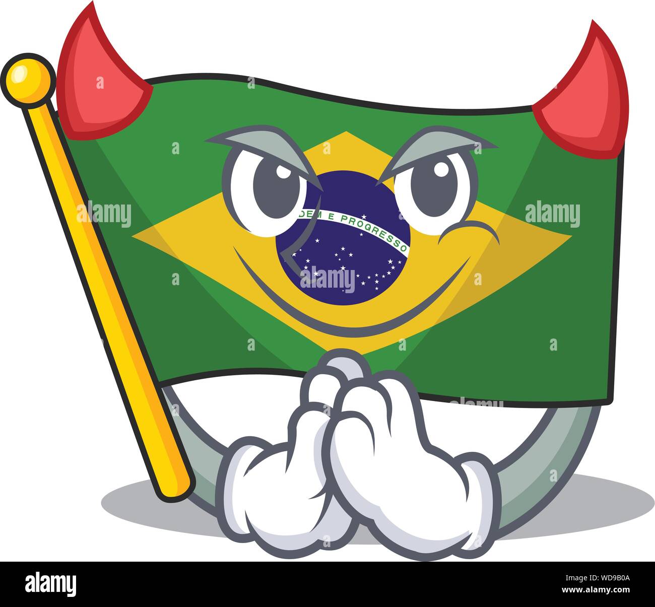 Devil brazil flag hoisted on character pole Stock Vector Image & Art ...