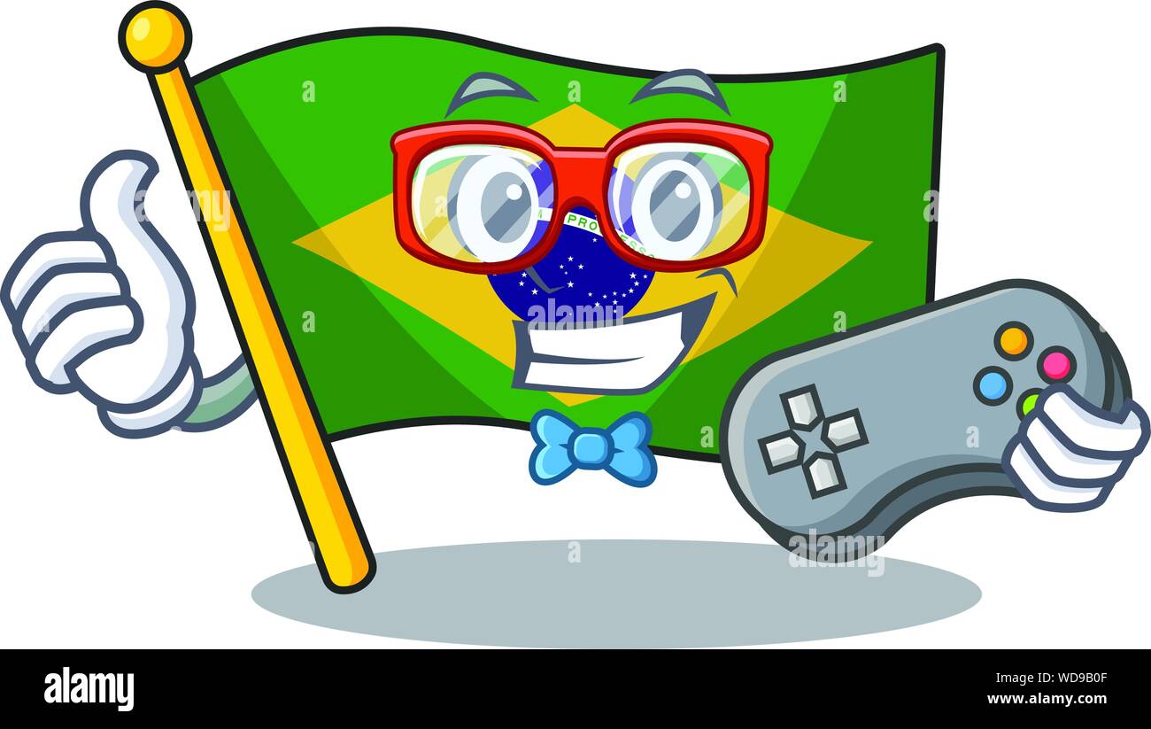 Gamer brazil flag hoisted on character pole Stock Vector Image & Art ...
