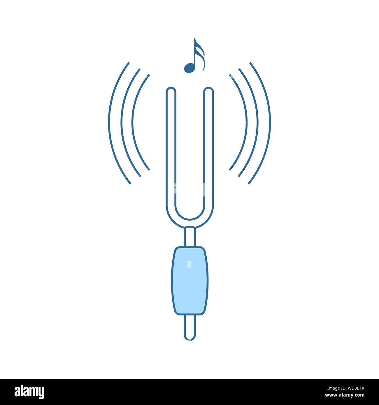 Tuning Fork Icon. Thin Line With Blue Fill Design. Vector Illustration