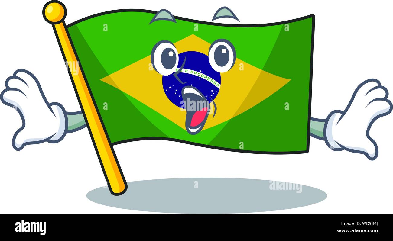 Surprised brazil flag hoisted on character pole Stock Vector Image ...