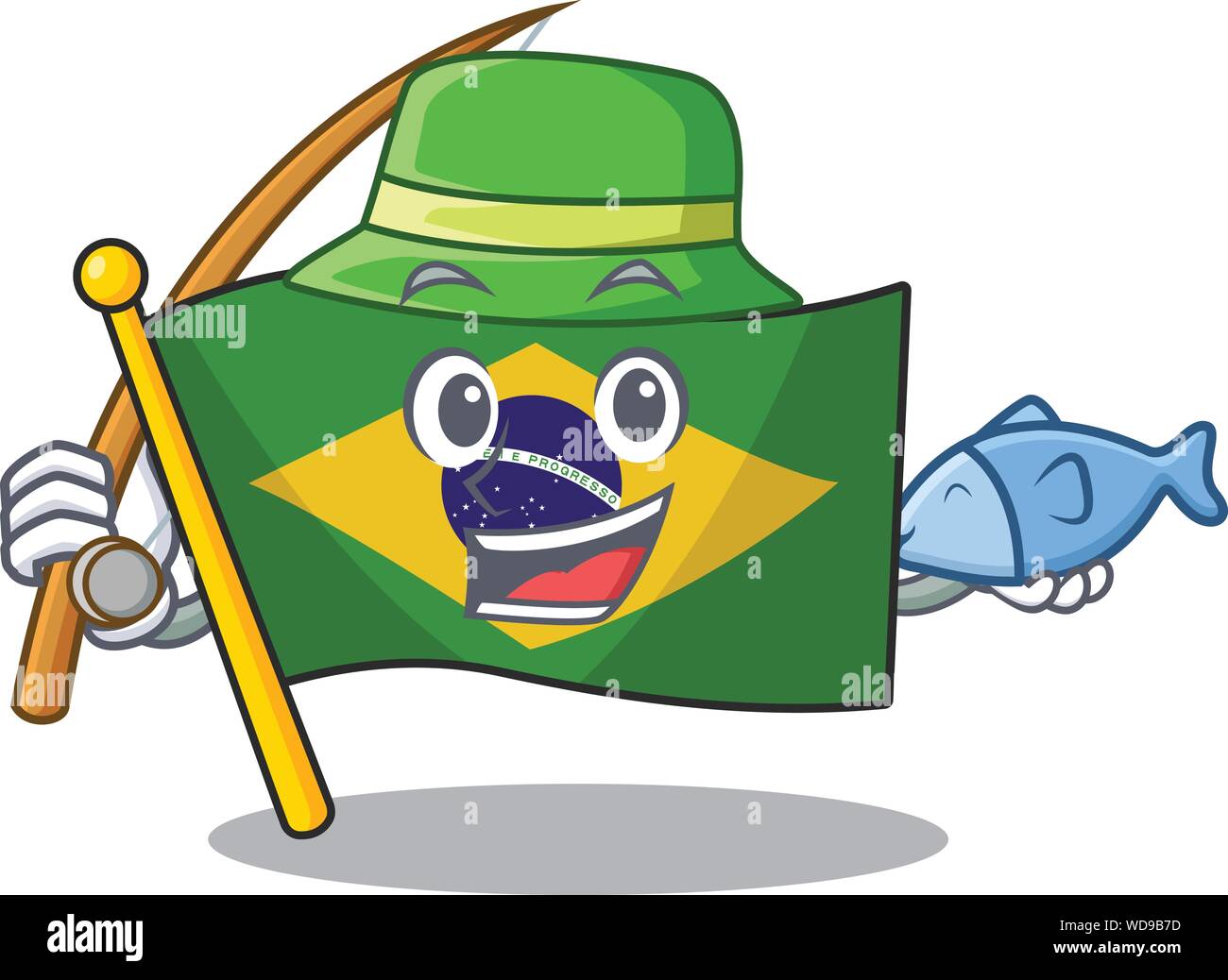 Fishing brazil flag hoisted on character pole Stock Vector Image & Art ...