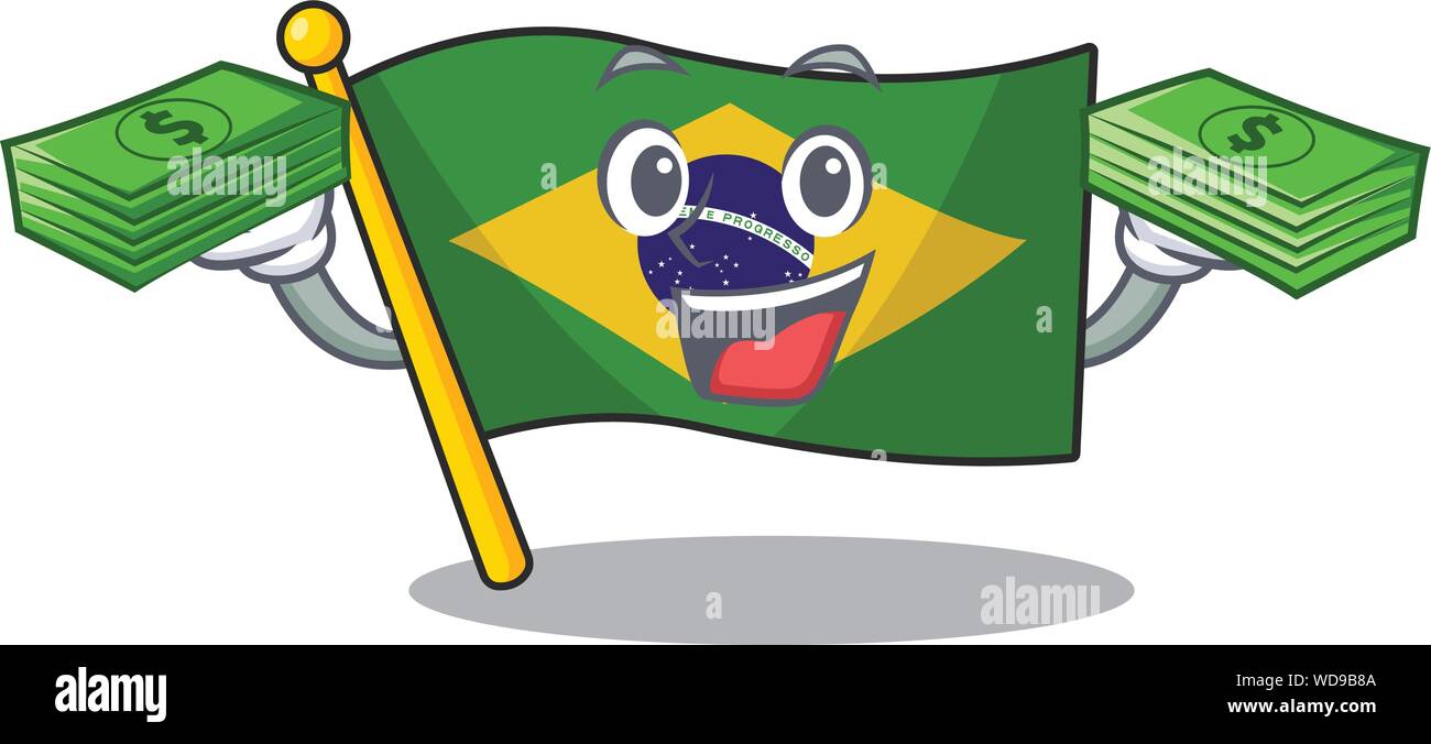 With money bag brazil flag hoisted on character pole Stock Vector Image ...