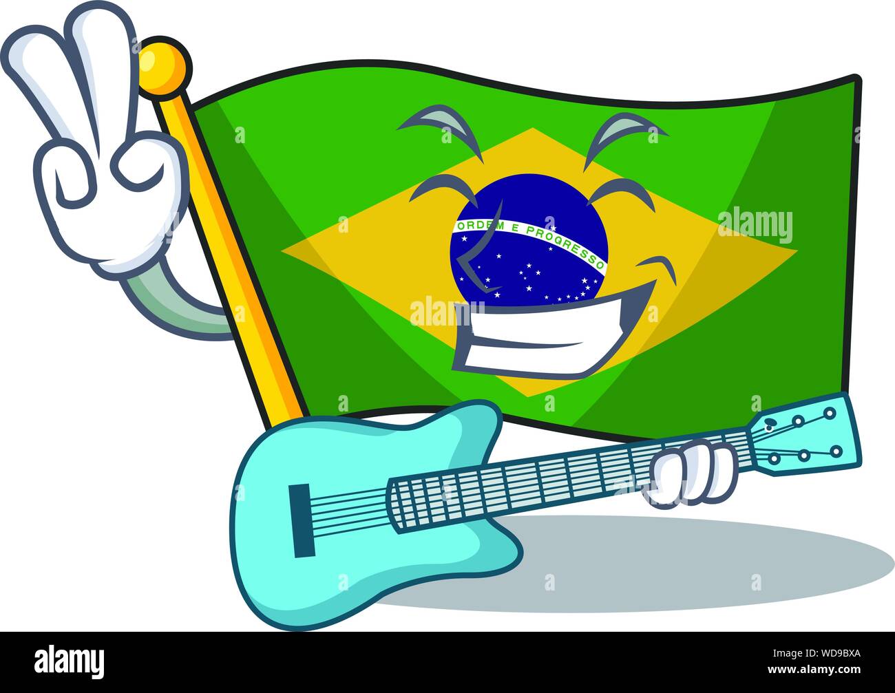 With guitar brazil flag hoisted on character pole Stock Vector Image ...