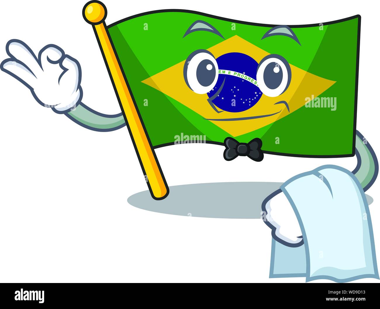 Waiter brazil flag hoisted on character pole Stock Vector Image & Art ...