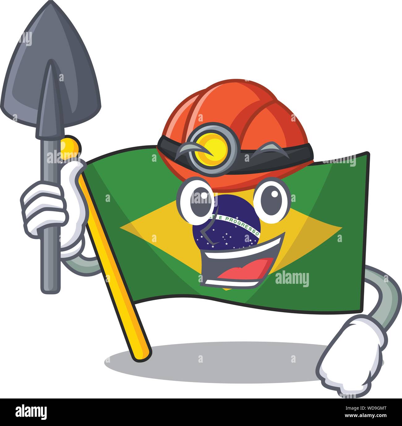 Miner brazil flag hoisted on character pole Stock Vector Image & Art ...