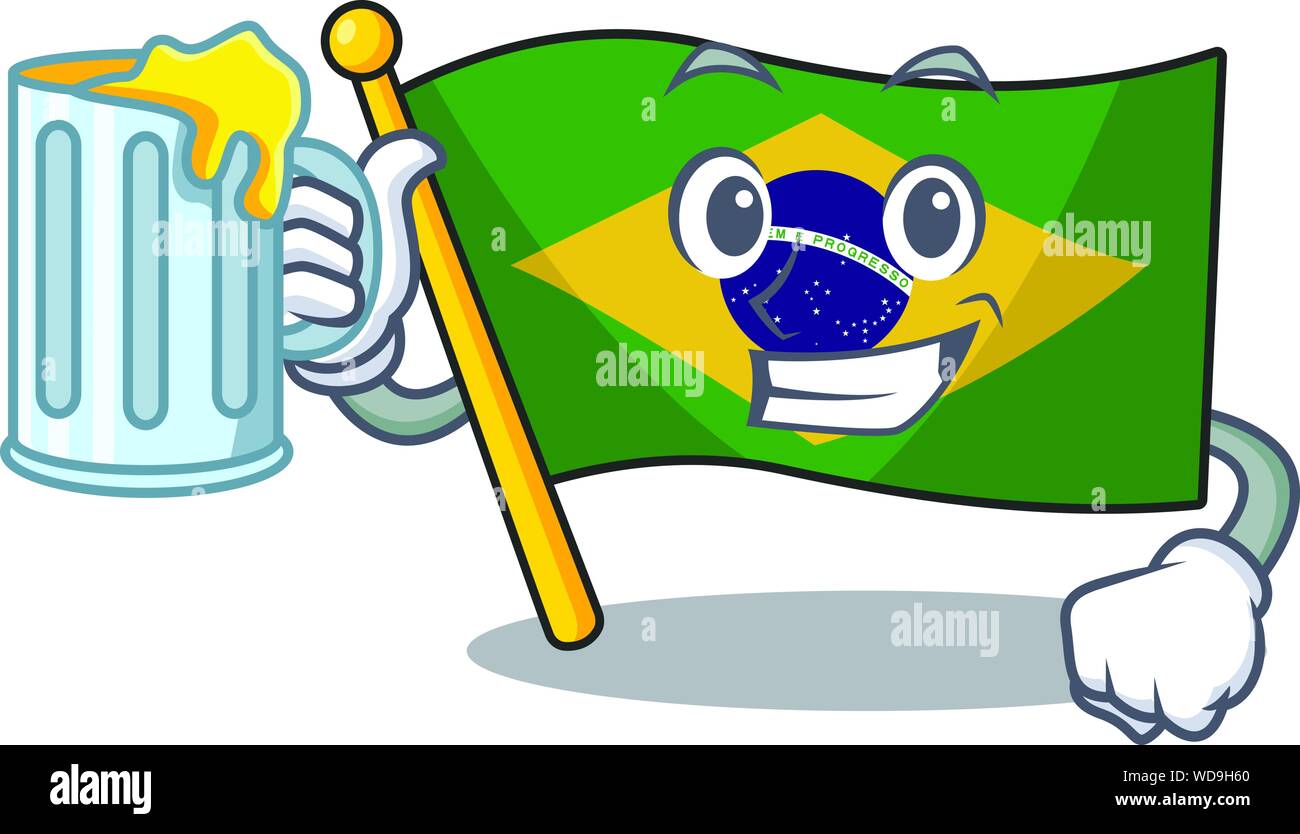 With juice brazil flag hoisted on character pole Stock Vector Image ...