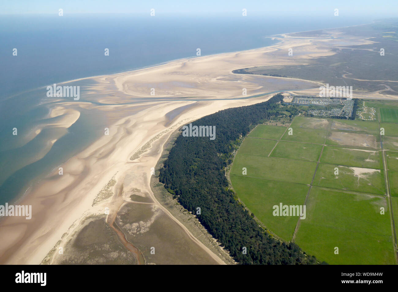 Aerial View of Wells-next-the-sea in Norfolk on summers day. Stock Photo