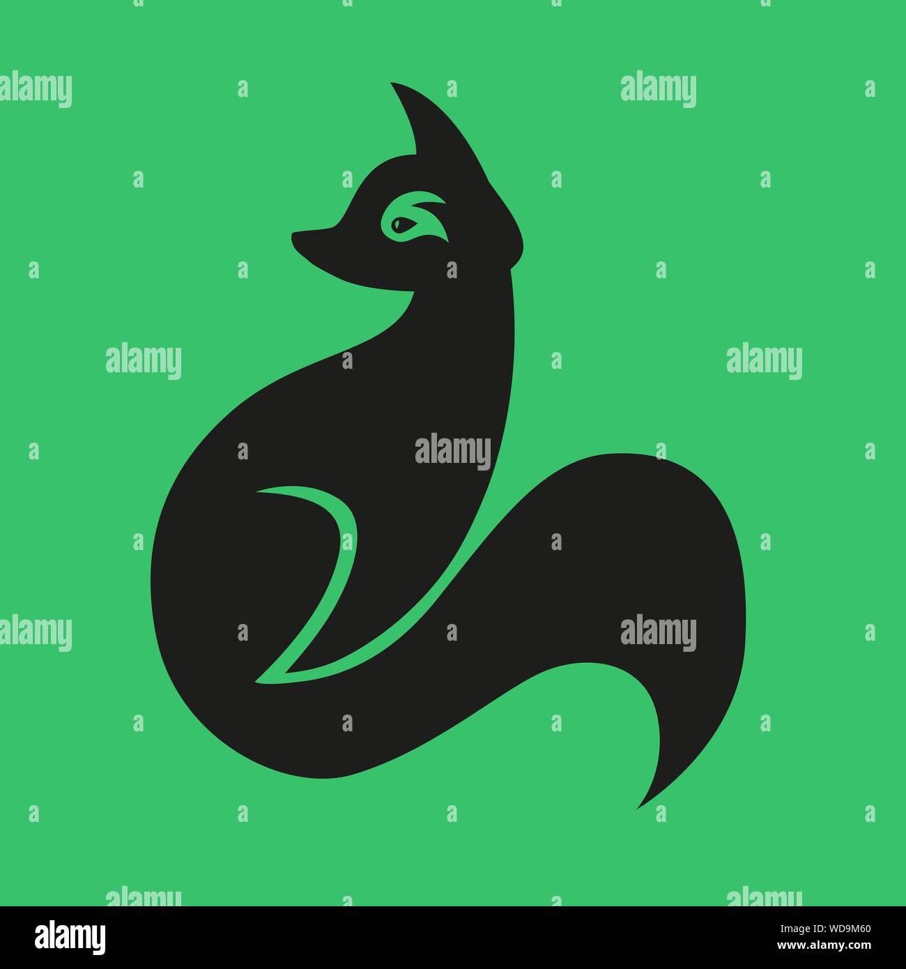 Simple elegant icon or logo illustration of a fox, isolated vector ...