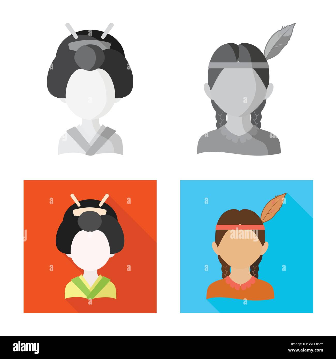Vector illustration of imitator and resident icon. Collection of ...