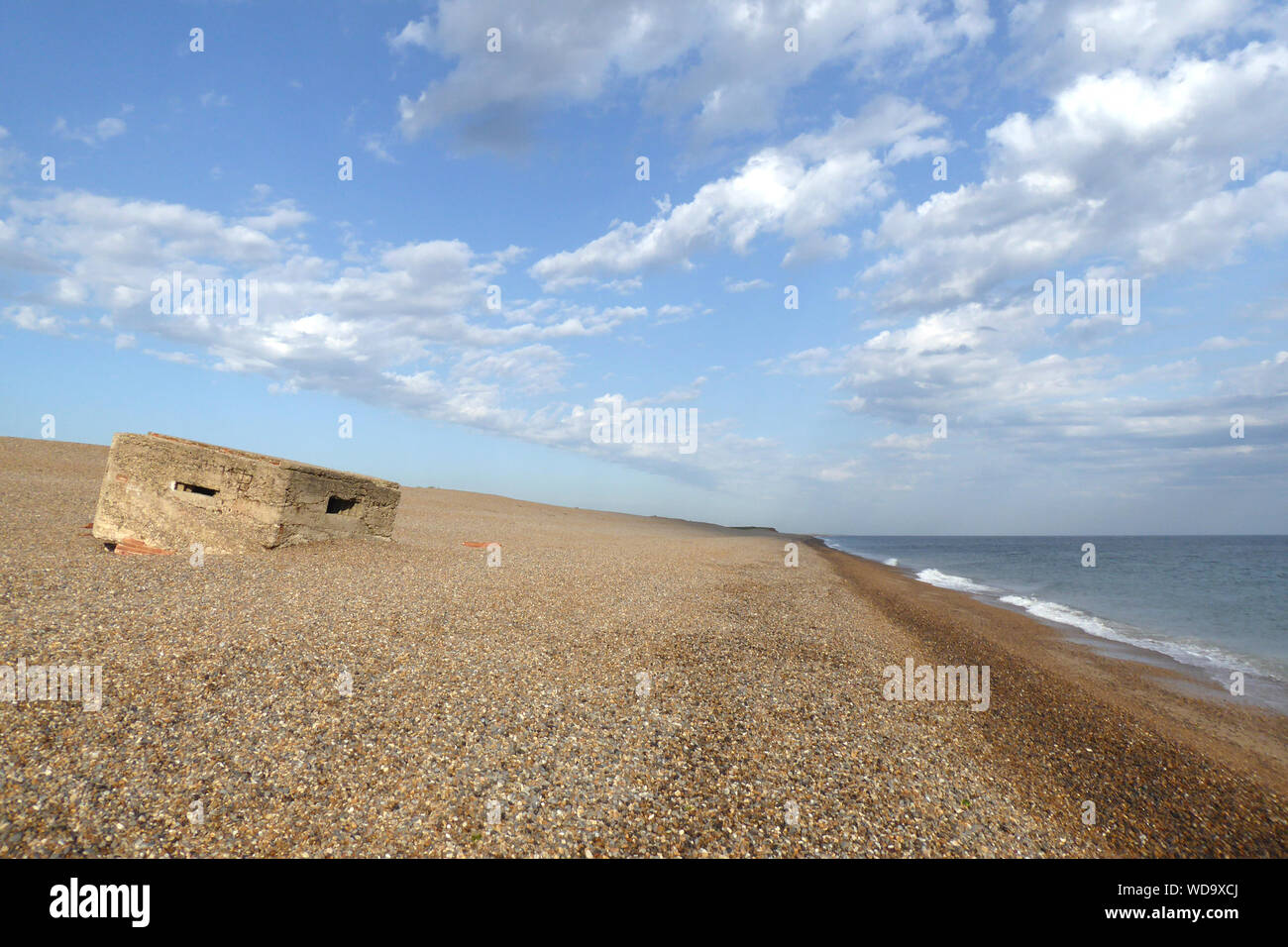 A seaside view of the shoreline at Kelling Beach, Norfolk, England. Stock Photo