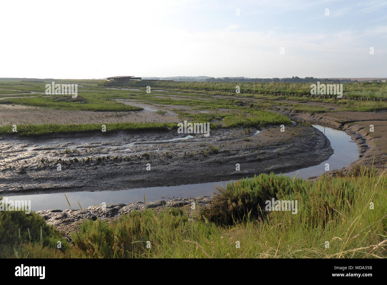 Titchwell Marsh and Beach reserve on a sunny day, north norfolk coast, UK. Stock Photo