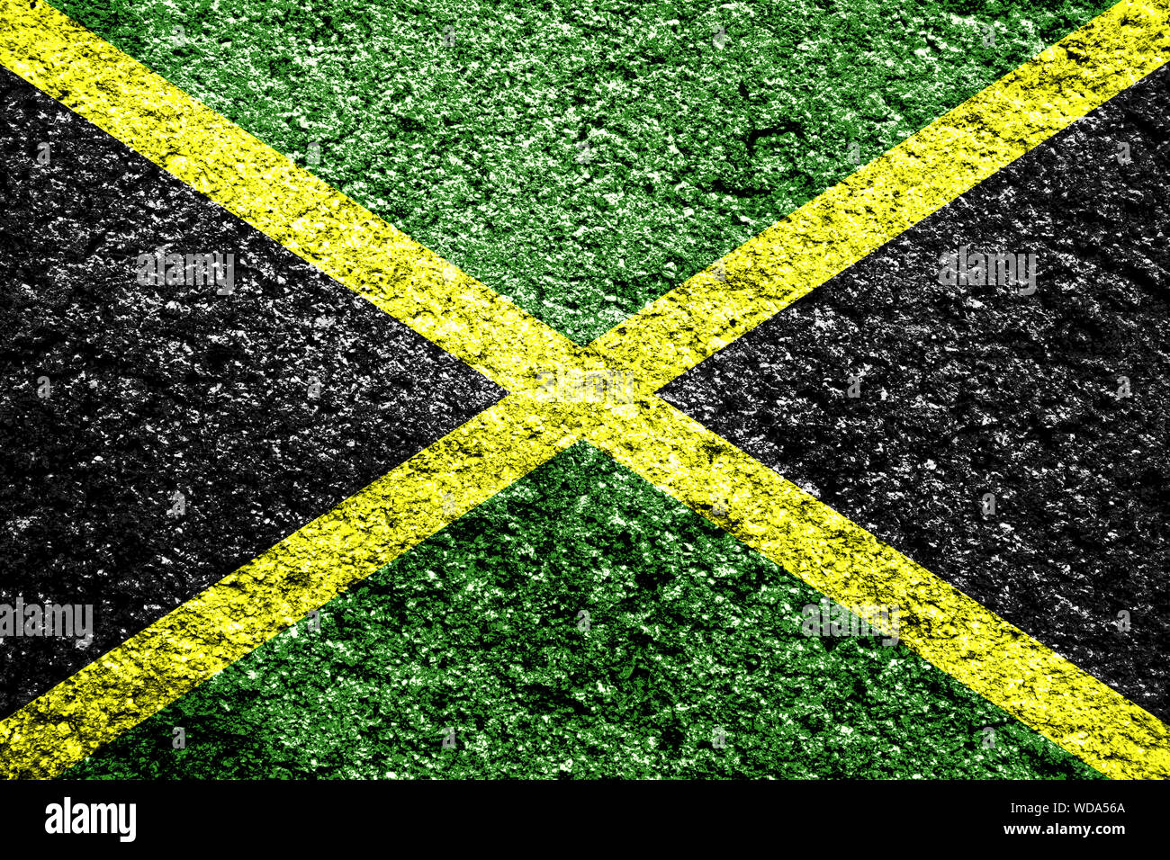 Jamaica flag with a grungy distressed worn texture illustration Stock Photo