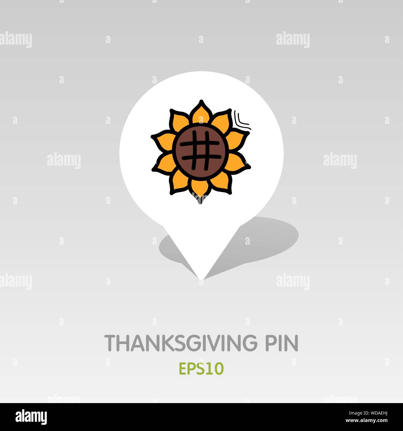 Sunflower pin map icon. Harvest map pointer. Thanksgiving map markers ...