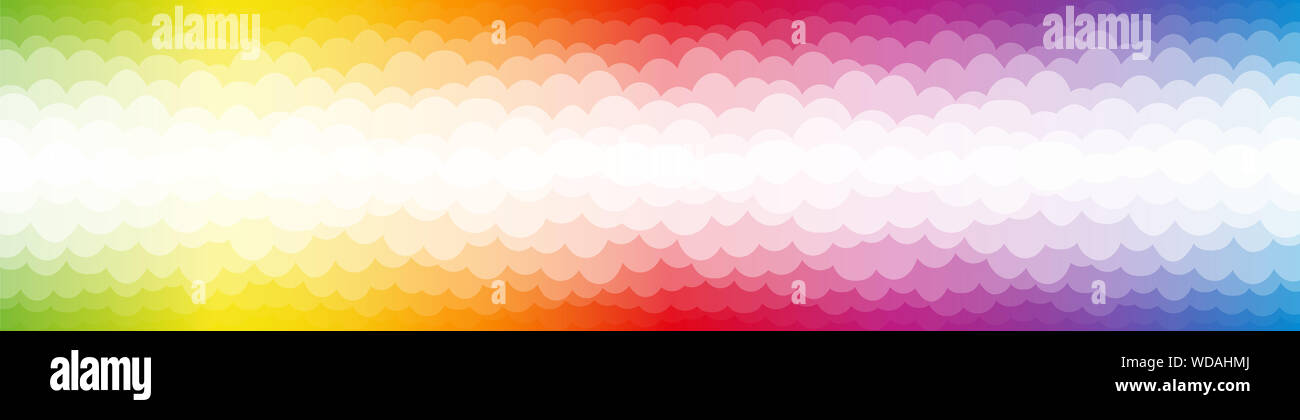 Rainbow colored bubbles on color spectrum backdrop - illustration on white background. Stock Photo