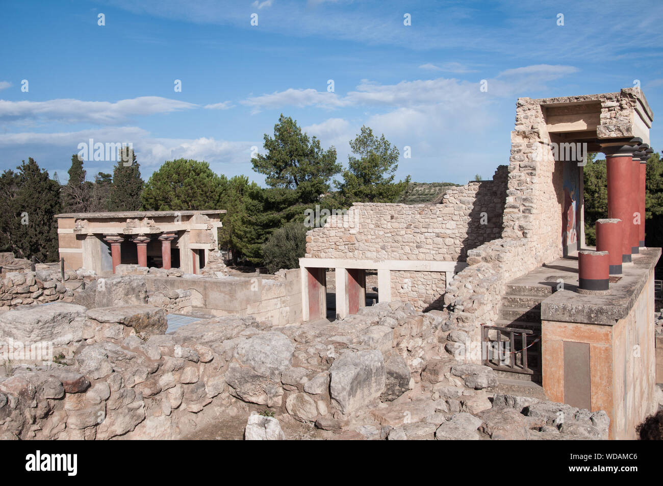 Some of the ancient ruins of the Minoan civilisation at Knossos in Crete Stock Photo