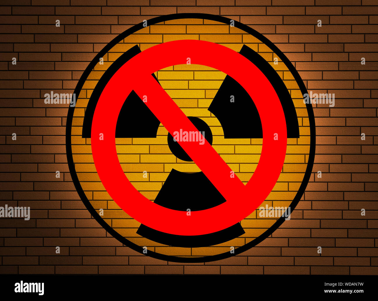 Stop nuclear radiation sign on a brick wall Stock Photo Alamy
