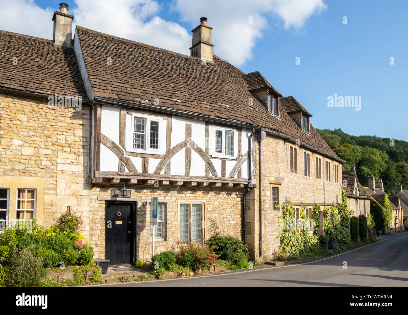 cotswolds village Old half timbered house on the Market place and The