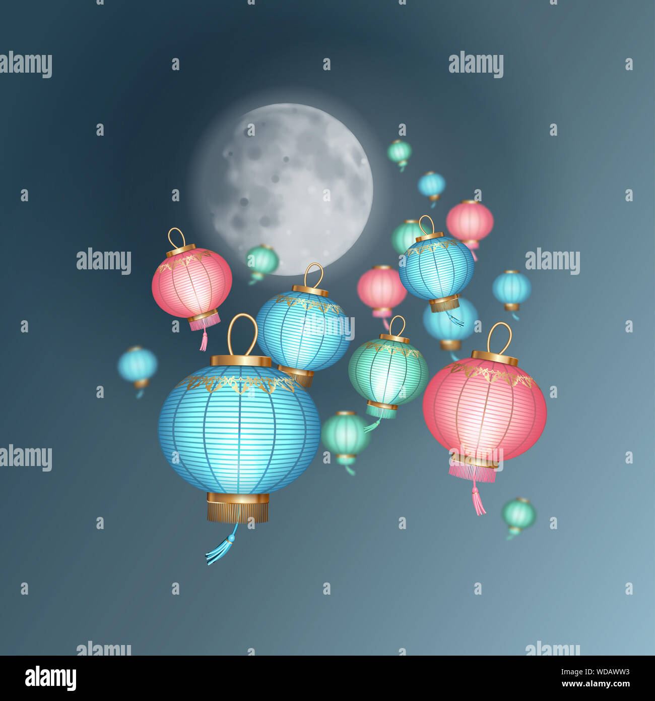 Flying Chinese Paper Lanterns Stock Photo - Alamy