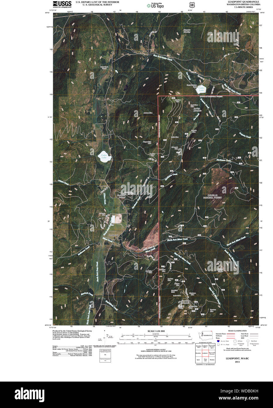 USGS Topo Map Washington State WA Leadpoint 20110428 TM Restoration Stock Photo