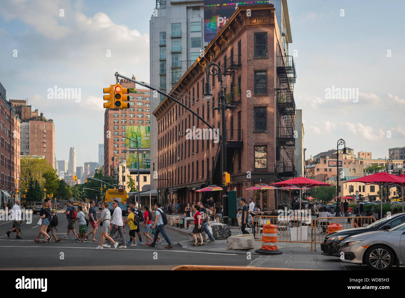 Meatpacking District New York, view of the the intersection of 9th Avenue and Hudson Street in the center of the Meatpacking District, New York City Stock Photo