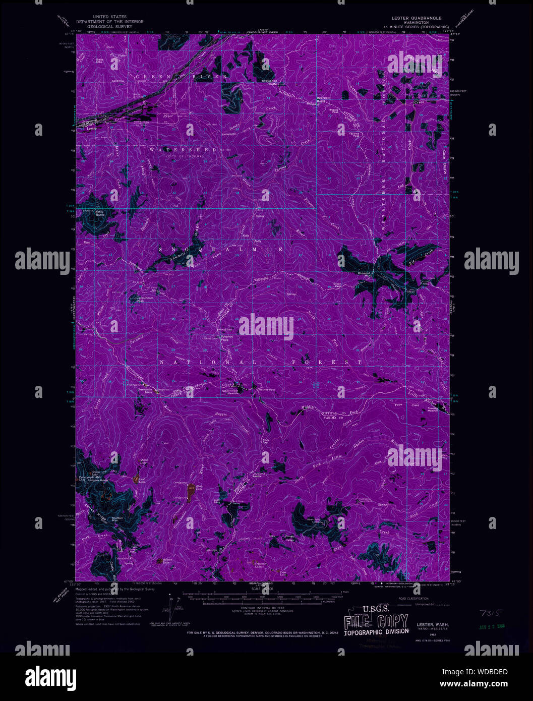 Lester Location Map USGS Topo Map Washington State WA Lester 241980 1962 62500 Inverted ...