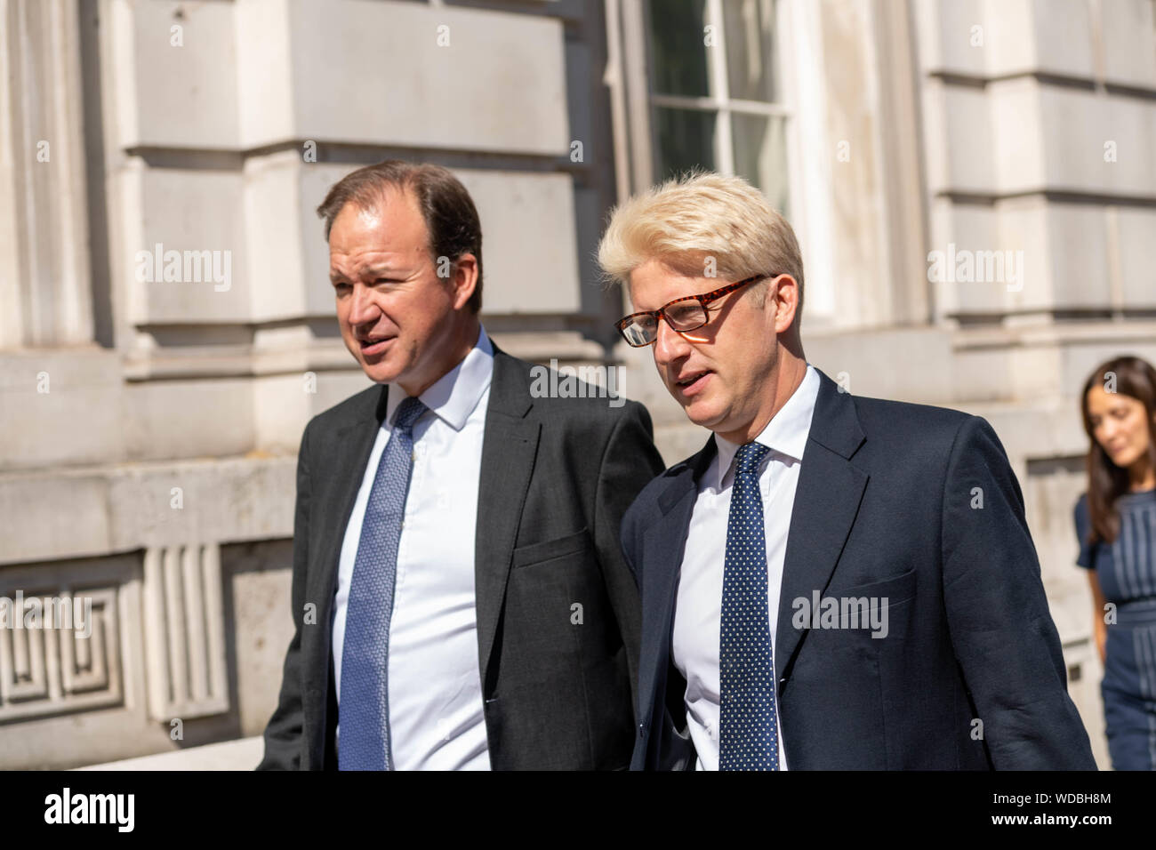 London 29th August 2019 Jessie Norman MP, Financial Secretary to the Treasury (left) and Jo Johnson MP Minister of State for Business and Education leave a brexit meeting at the Cabinet office, Whitehall, London Credit: Ian Davidson/Alamy Live News Stock Photo