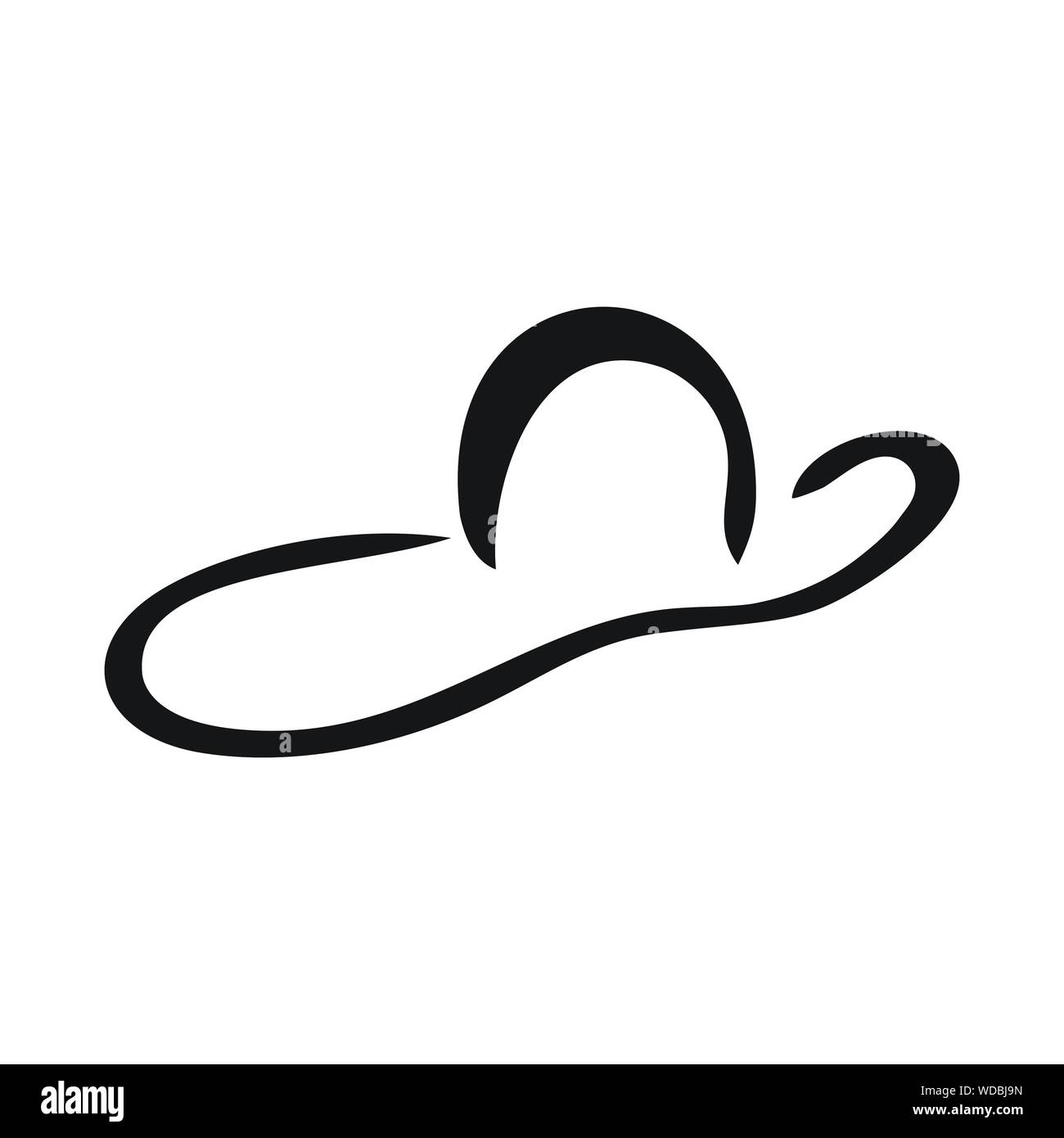 Cowboy hat line art vector icon in black and white Stock Vector
