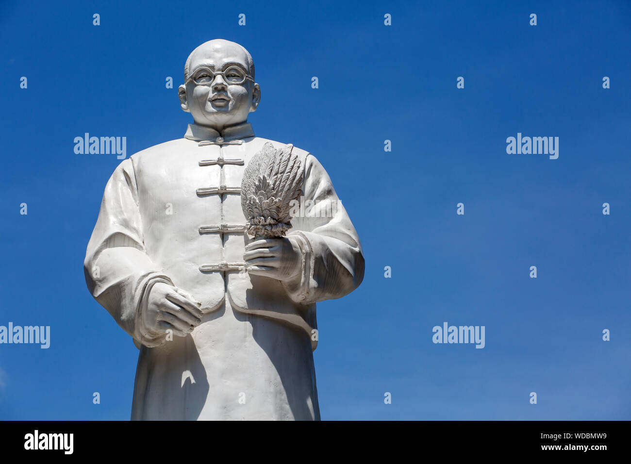 Vertical picture of the respected Statue Mr Tan Tock Seng in white colour, Singapore Stock Photo