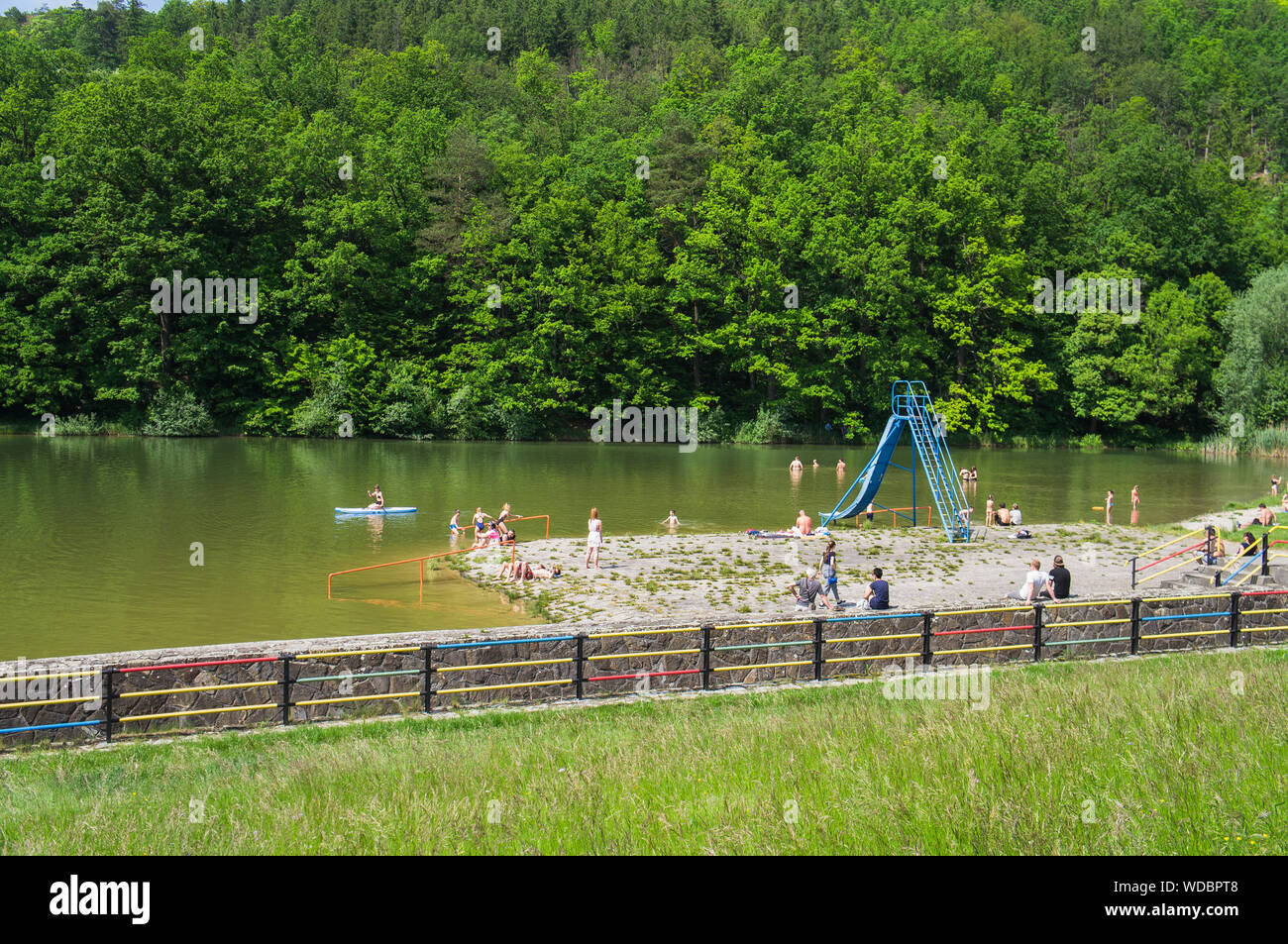 The open air swimming pool Lucina in Knezdub, the White Carpathians, Zlin Region, Czech Republic, June 2, 2019. (CTK Photo/Libor Sojka) Stock Photo