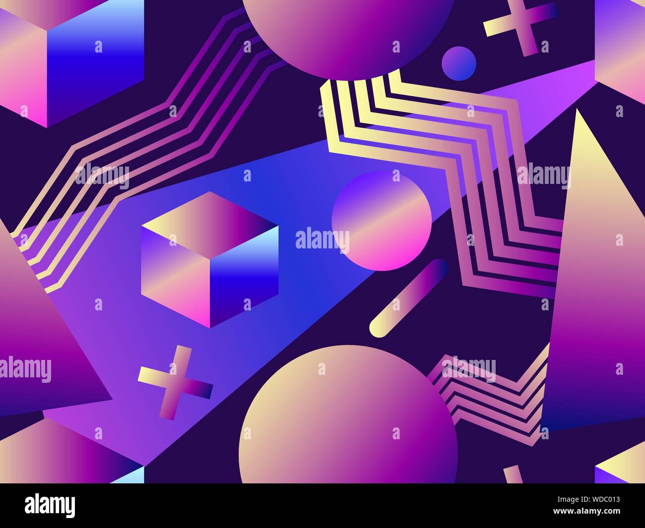 Memphis seamless pattern in 80s style. Geometric shapes with liquid ...