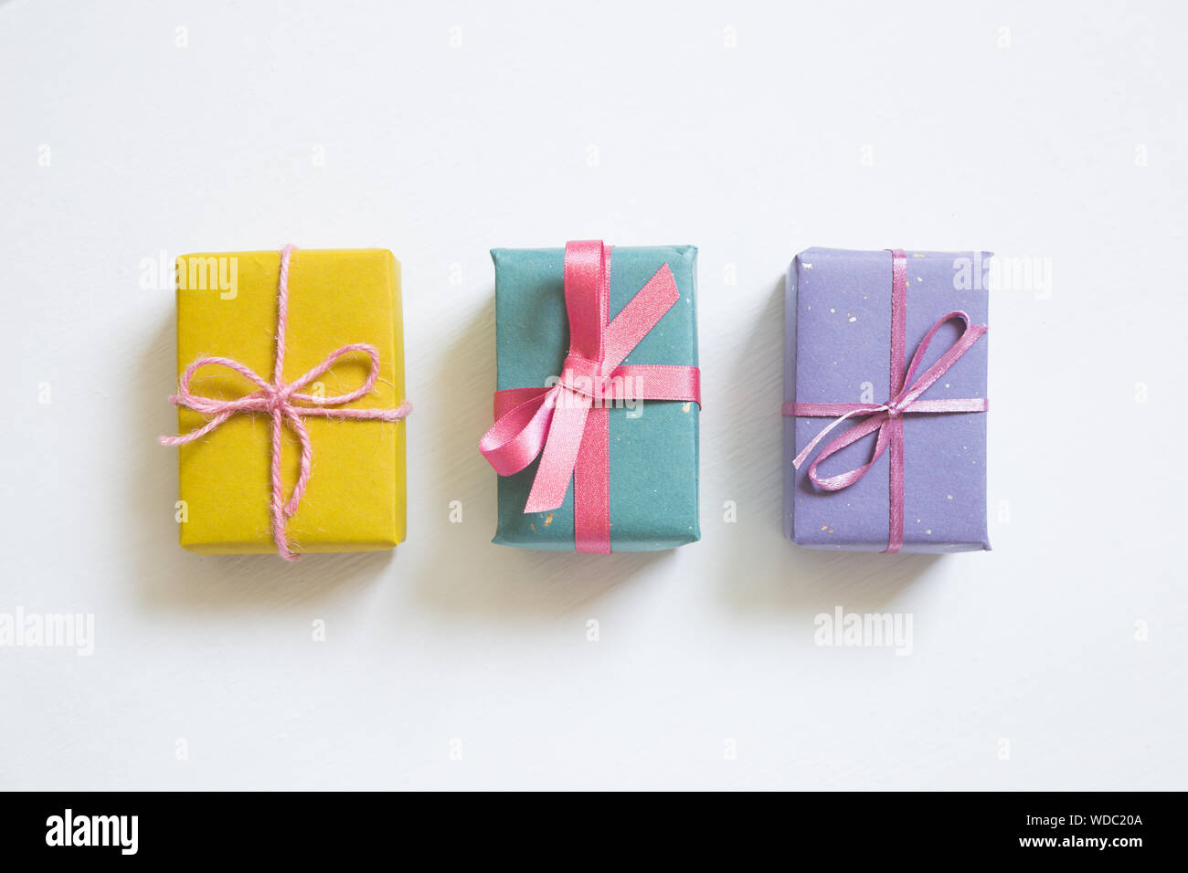 Gift boxes isolated on white background Stock Photo