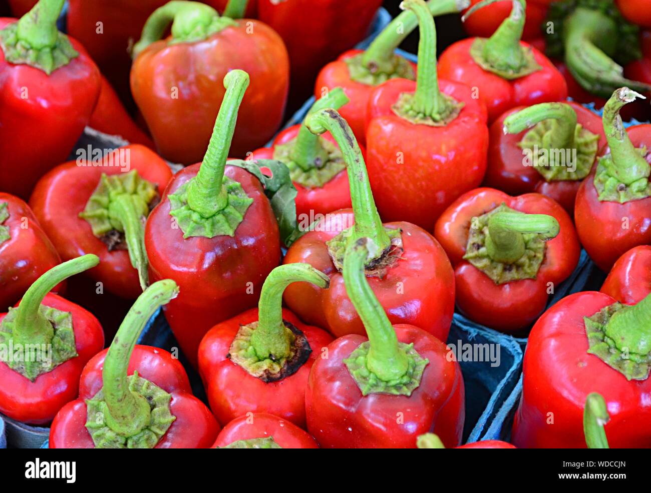 High Angle View Of Jalapenos For Sale In Market Stock Photo