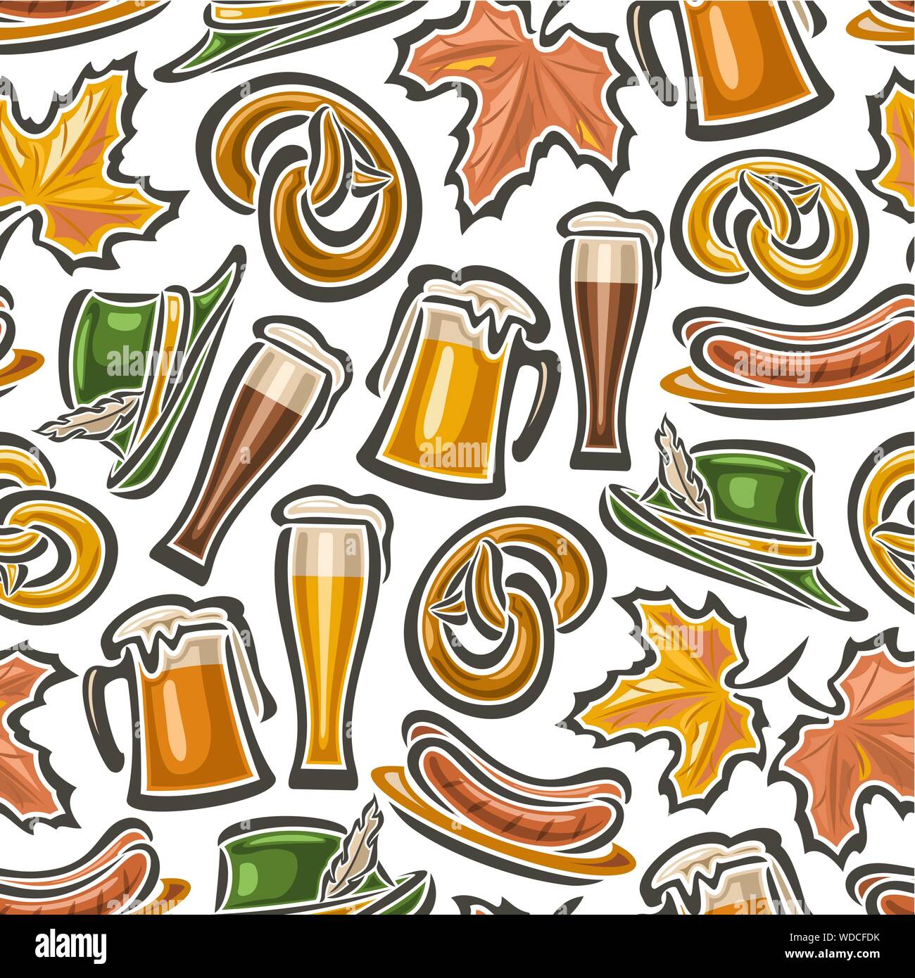 Vector bavarian seamless pattern for oktoberfest. On white background ...