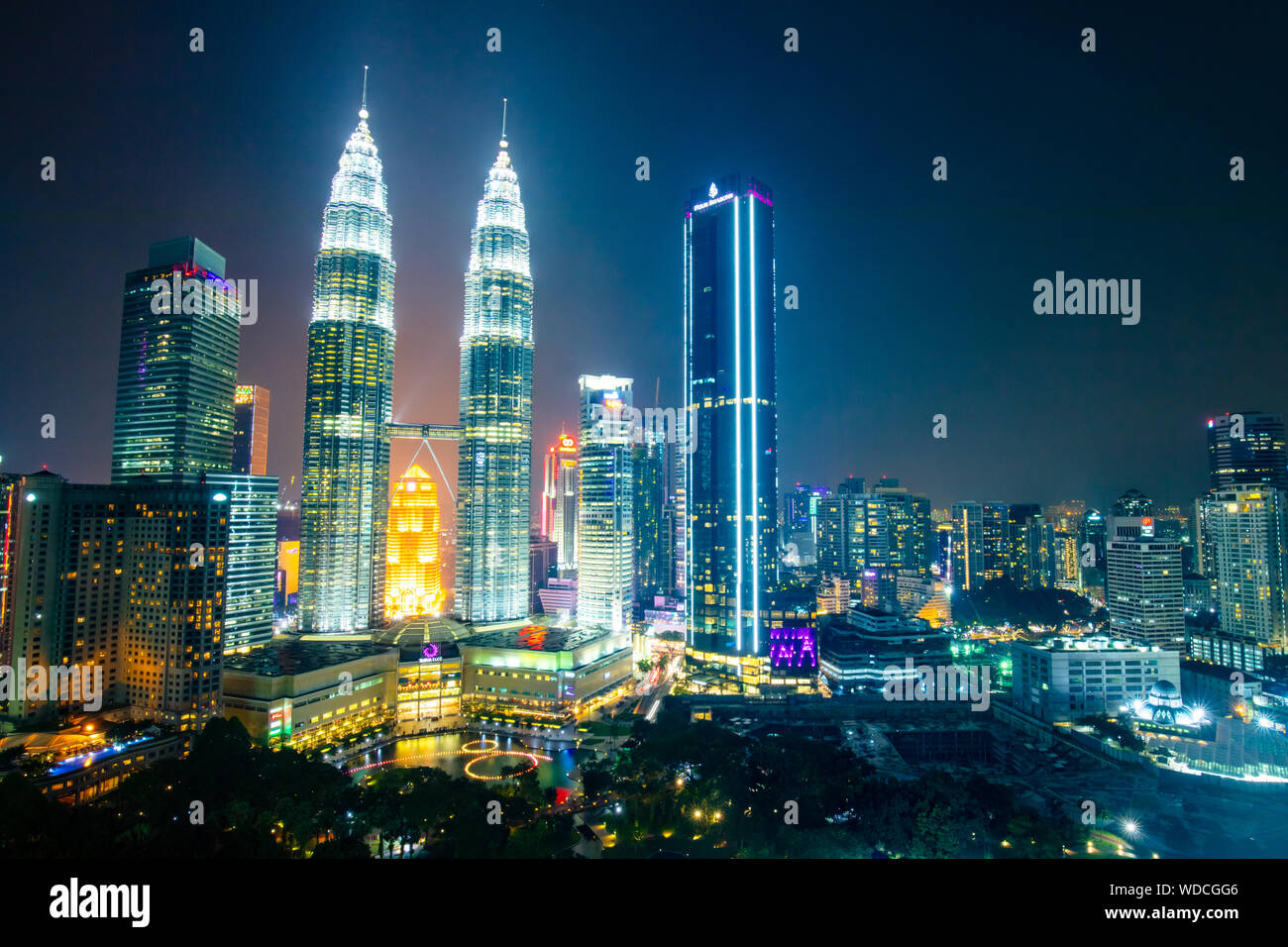 Malaysia City Skyline at Night Stock Photo Alamy