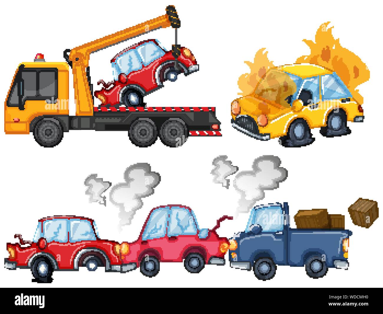 Tow truck accident scene Stock Vector Images - Alamy