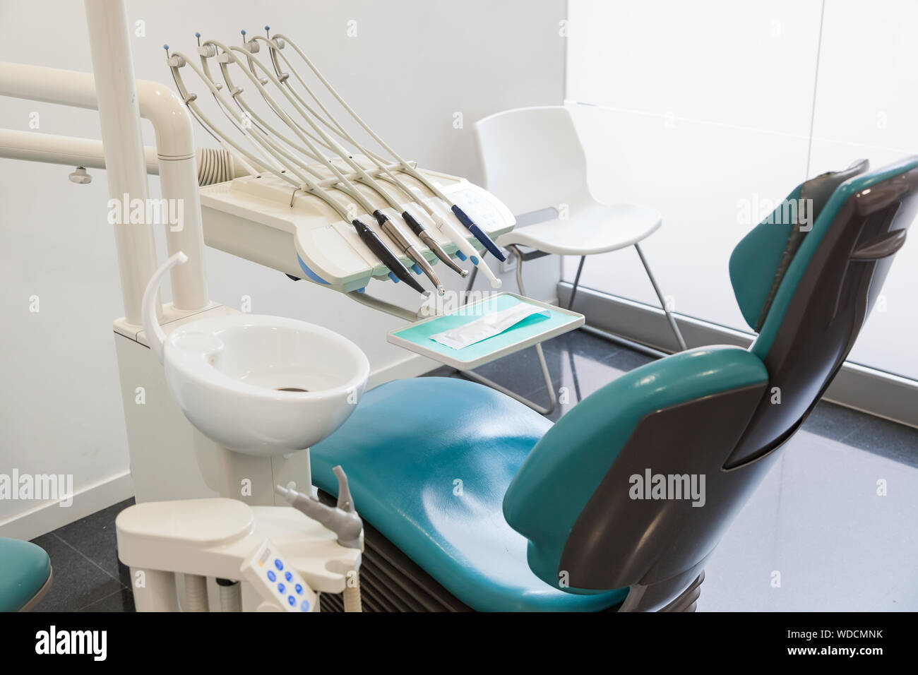 Beautiful bright dentist office with surgery instruments and equipment Stock Photo