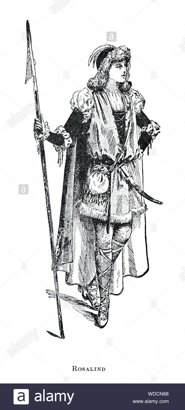 Rosalind, protagonist and heroine from As You Like It by William Shakespeare, vintage illustration from 1900 Stock Photo