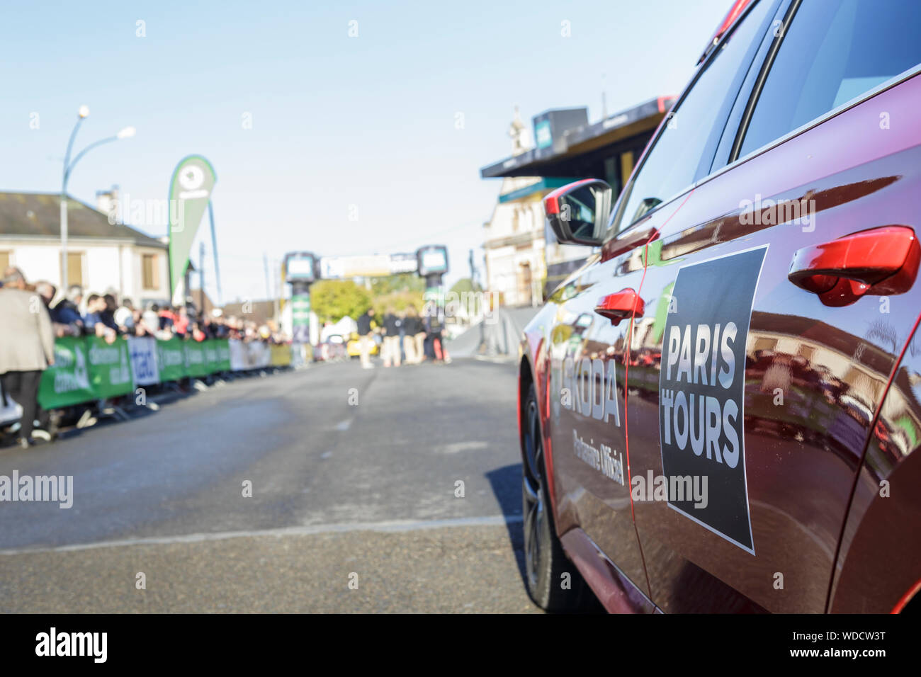 An official car at the start of the 111th edition of the Paris Tours