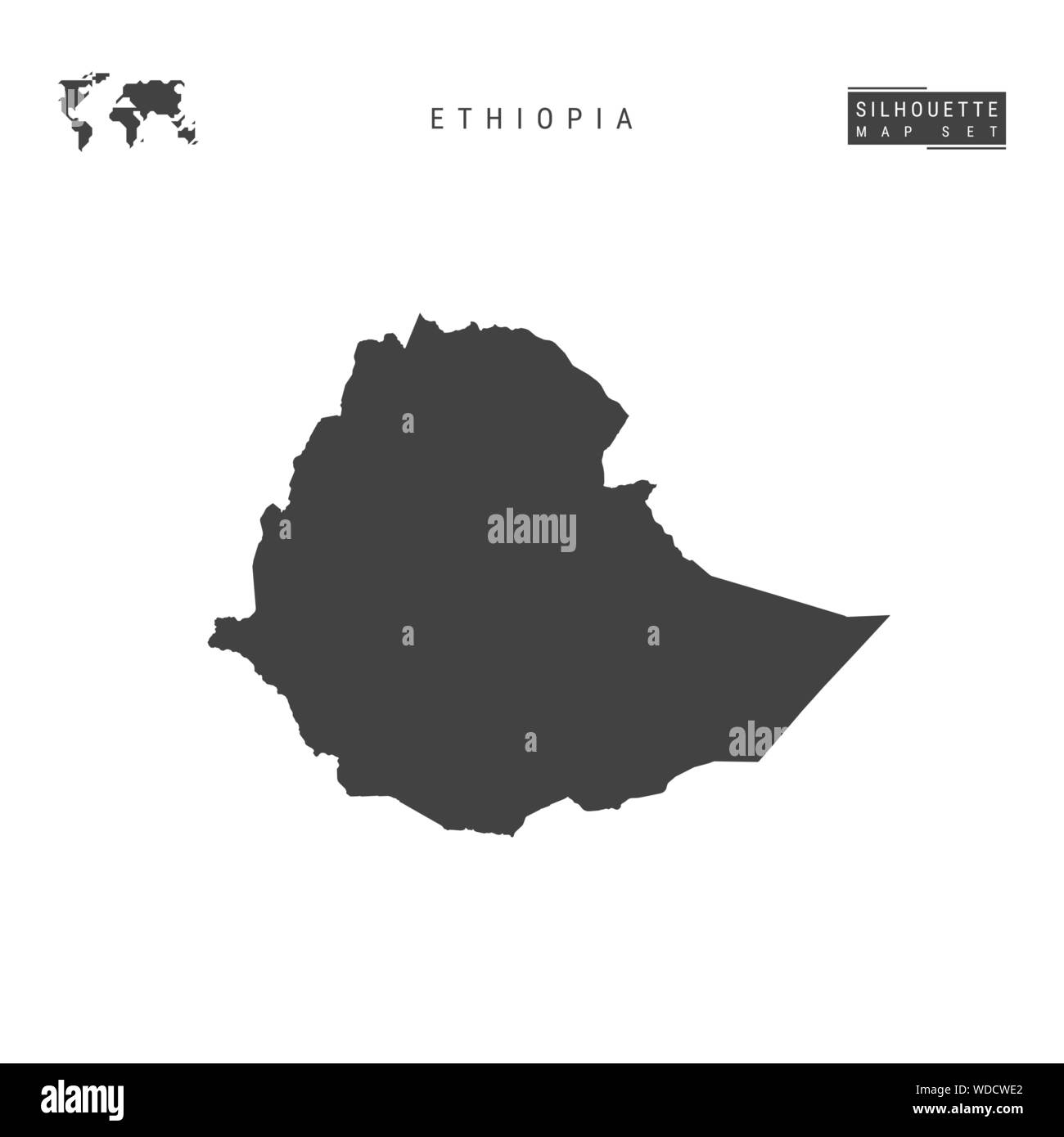 Ethiopia Blank Vector Map Isolated on White Background. High-Detailed Black Silhouette Map of Ethiopia. Stock Vector