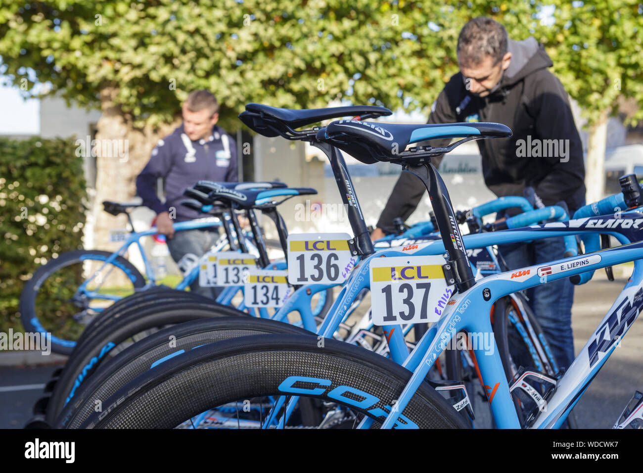 Pro Conti racing bicycles at the start of the 111th edition of the