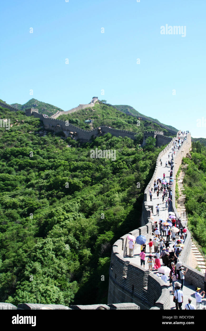 Beijing, Beijing, China. 29th Aug, 2019. Beijing, CHINA-Badaling Great Wall, located at the north entrance of Guan Gou Gu Road, Jundu Mountain, Yanqing District, Beijing. It is an important part of the Great Wall, a great defense project in ancient China.Famous for its magnificent landscape, perfect facilities and profound cultural and historical connotations, it is a world-famous tourist resort. Credit: SIPA Asia/ZUMA Wire/Alamy Live News Stock Photo