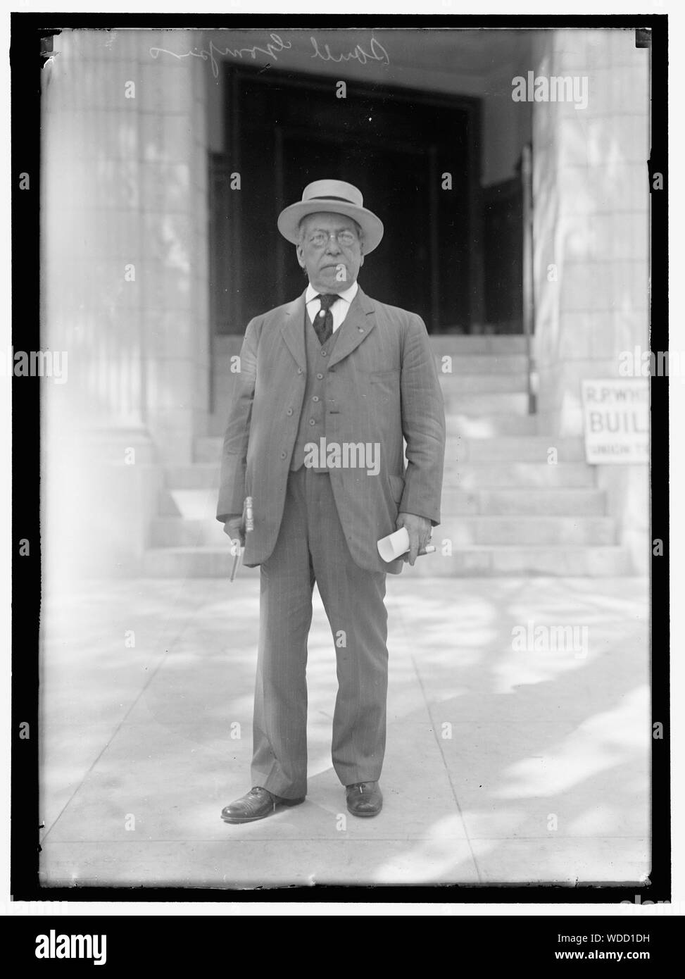 GOMPERS, SAMUEL. PRESIDENT, A.F. OF L. SNAPS Abstract/medium: 1 negative : glass  5 x 7 in. or smaller Stock Photo