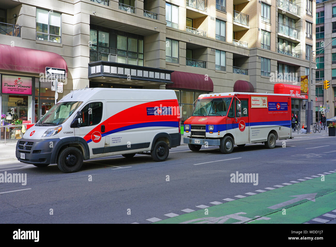 TORONTO, CANADA 26 MAR 2019 View of a Canadian postal van from Postes