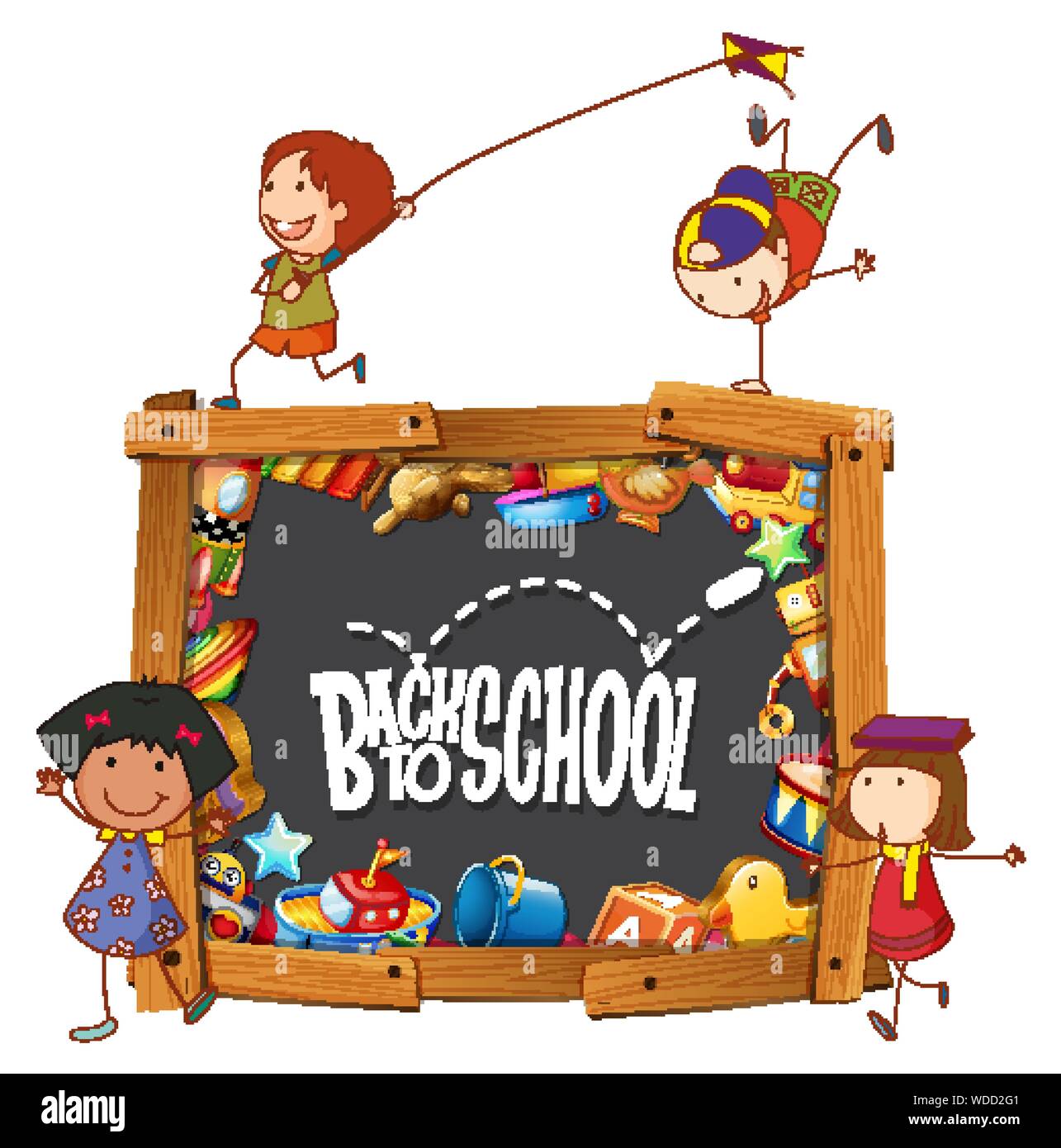 Back to school template with doodle children illustration Stock Vector ...