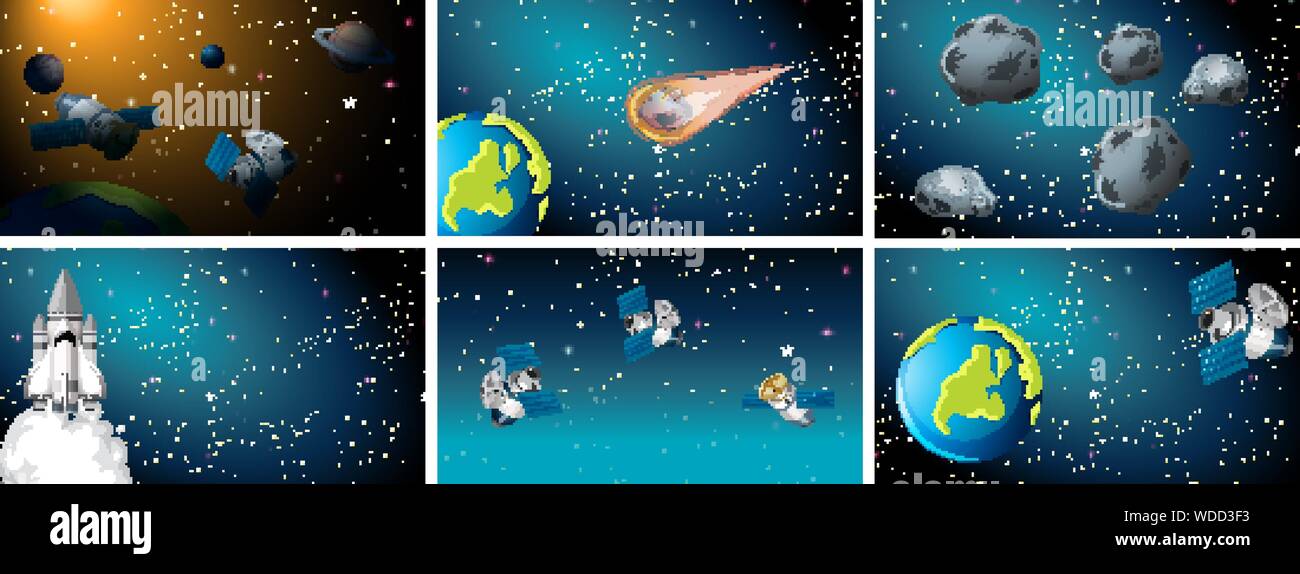 space background scene set illustration Stock Vector Image & Art - Alamy